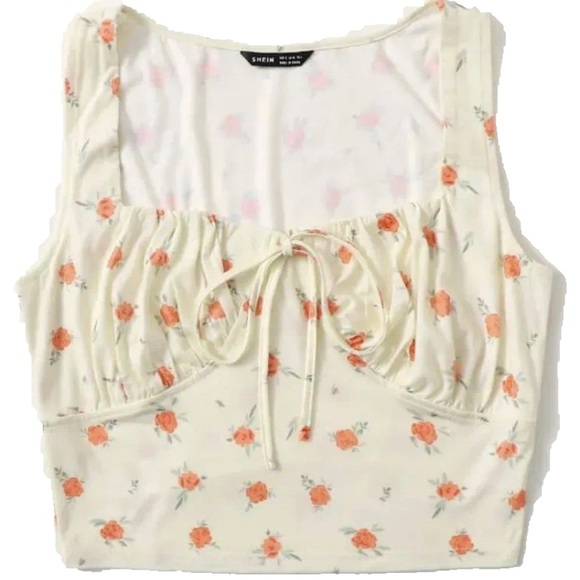 Tops - Floral print cropped tank